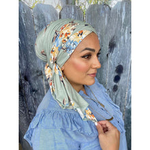 Summer Mint Floral Headwrap-Long Wrap-The Little Tichel Lady