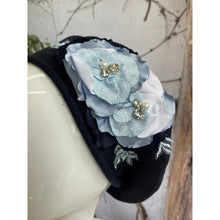 Embellished Cotton Beret - Medium/Large, Navy/Blue-Beret-The Little Tichel Lady