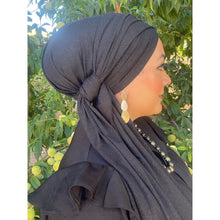 Black Shimmer Headwrap-Long Wrap-The Little Tichel Lady