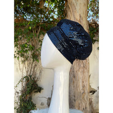 Slip-on Hat w/ Bow Detail - Navy Sequins-Hat-The Little Tichel Lady