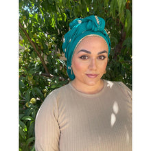 Israeli A La Mode Headwrap - Turquoise-Long Wrap-The Little Tichel Lady