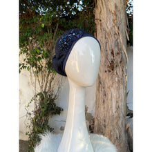 Embellished Hat - Size #1 Navy Textured Floral-Hat-The Little Tichel Lady
