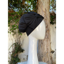 Slip-on Hat w/ Bow Detail - Black Textured (Smaller Head Circumferences)-Hat-The Little Tichel Lady