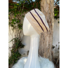 Embellished Hat - Size #1 Beige/Purple Bows-Hat-The Little Tichel Lady