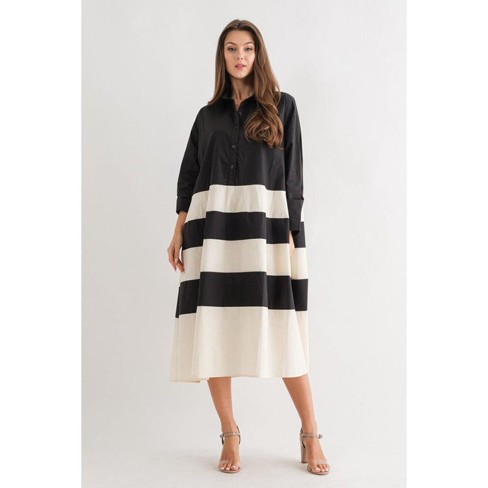 Cotton Striped Midi Dress o/s-dress-The Little Tichel Lady