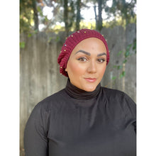 Studded Ribbed Beret - Burgundy-Berets/ Snoods-The Little Tichel Lady