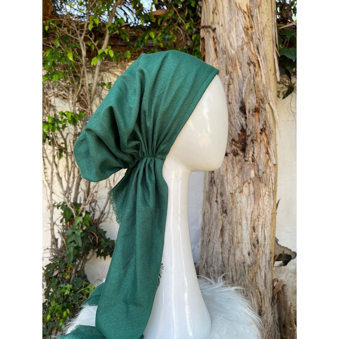 Turkish Cotton Metallic Solid Pretied w/ Long Tails - Kelly Green-pretieds-The Little Tichel Lady