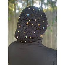 Studded Ribbed Beret - Black-Berets/ Snoods-The Little Tichel Lady