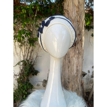 Embellished Hat - Size #2 Off-White/Navy Bows-Hat-The Little Tichel Lady