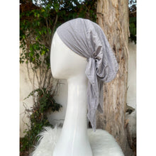 Stretchy Print Pretied Headcover -Gray/White Print-pretieds-The Little Tichel Lady