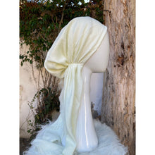 Turkish Cotton Textured Pretied w/ Long Tails - White w/ Yellow-pretieds-The Little Tichel Lady