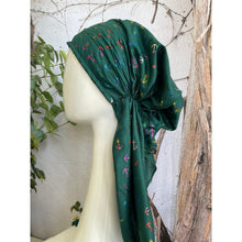 Foiled Pretied, Long Tails w/ VELVET HEADBAND - Green/Multi Anchors-pretieds-The Little Tichel Lady