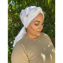 Israeli A La Mode Headwrap - White-Long Wrap-The Little Tichel Lady