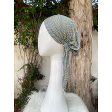 Stretchy Print Pretied Headcover - Blue/Beige Print-pretieds-The Little Tichel Lady