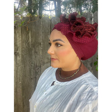 Embellished Cotton French Beret - Burgundy-Berets/ Snoods-The Little Tichel Lady