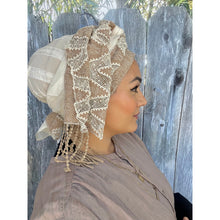 Israeli Luxe Embroidered Headwrap - Neutral-Long Wrap-The Little Tichel Lady