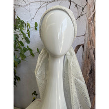 Foiled Pretied, Long Tails w/ VELVET HEADBAND - White/Silver Lines-pretieds-The Little Tichel Lady