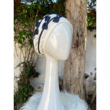 Embellished Hat - Size #2 Off-White/Navy Bows-Hat-The Little Tichel Lady