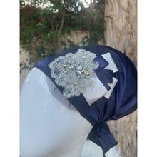 Handmade Silk Sinar - Navy/Silver-Sinar-The Little Tichel Lady