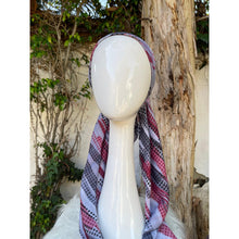 Turkish Cotton Print Pre Tied Headscarf w/ Long Tails - Gray/Burgundy-Pretieds-The Little Tichel Lady