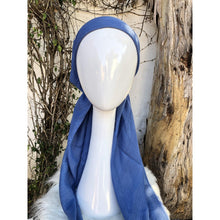 Turkish Cotton Metallic Solid Pretied w/ Long Tails - Azure Blue-pretieds-The Little Tichel Lady