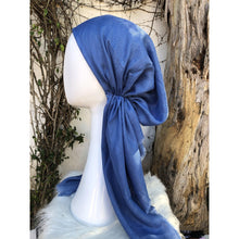 Turkish Cotton Metallic Solid Pretied w/ Long Tails - Azure Blue-pretieds-The Little Tichel Lady