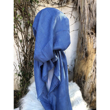 Turkish Cotton Metallic Solid Pretied w/ Long Tails - Azure Blue-pretieds-The Little Tichel Lady