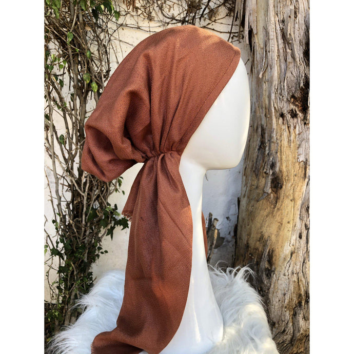 Turkish Cotton Metallic Solid Pretied w/ Long Tails - Rust-pretieds-The Little Tichel Lady