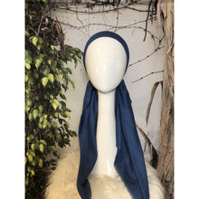 Turkish Cotton Textured Pretied w/ Long Tails - Blue-pretieds-The Little Tichel Lady