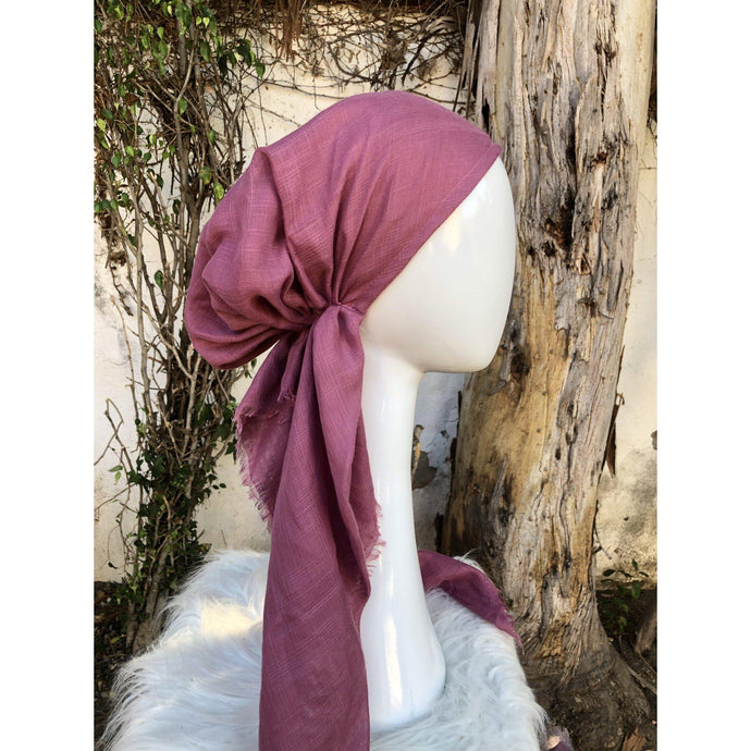 Turkish Cotton Textured Pretied w/ Long Tails - Dusty Rose-pretieds-The Little Tichel Lady