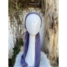 Turkish Cotton Textured Solid Pretied w/ Long Tails - Purple/Gray-pretieds-The Little Tichel Lady